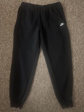 Size Large Nike Black Jogger Sweatpants with White Swoosh